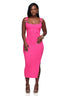 Spiraled Ribbed Midi Dress (Hot Pink)
