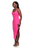 Spiraled Ribbed Midi Dress (Hot Pink)