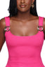 Spiraled Ribbed Midi Dress (Hot Pink)