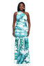 Botanical One-Shoulder Ruched Maxi Dress