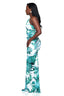 Botanical One-Shoulder Ruched Maxi Dress