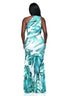 Botanical One-Shoulder Ruched Maxi Dress