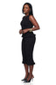 Ruffle Ribbed Peplum Capri Set (Black)