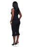 Ruffle Ribbed Peplum Capri Set (Black)