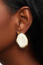 Stone Slab Gold Rim Earrings