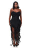 Dark Romance 3D Rosette Fringe Dress (Black)