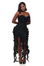 Dark Romance 3D Rosette Fringe Dress (Black)