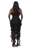 Dark Romance 3D Rosette Fringe Dress (Black)