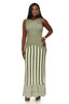 City Chic Vertical Stripe Maxi Dress (Olive)