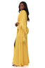 Golden Goddess Feather Sleeve Maxi Dress