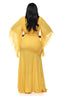 Golden Goddess Feather Sleeve Maxi Dress