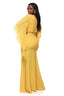 Golden Goddess Feather Sleeve Maxi Dress